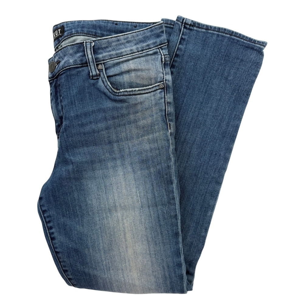 Kut from the Kloth Catherine Boyfriend Jeans Blue Medium Wash Distressed Size 10